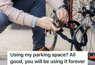Man Has A Reserved Spot To Park His Bike, But When Someone Parked There Instead He Made Sure They Couldn’t Unlock It