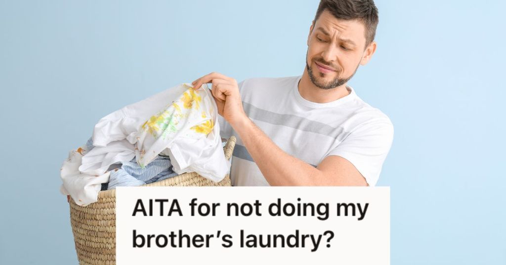 man is disgusted by his dirty pile of laundry