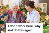 Elderly Customer Was Having Trouble Finding Everything On Her Grocery List, So Another Woman Offered To Help Only To Be Mistaken As An Employee