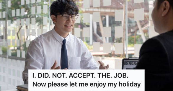 Man in shirt and tie attending his interview with a potential employer