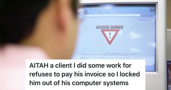 Man looking at his computer screen while he gets an "Access Denied" error message