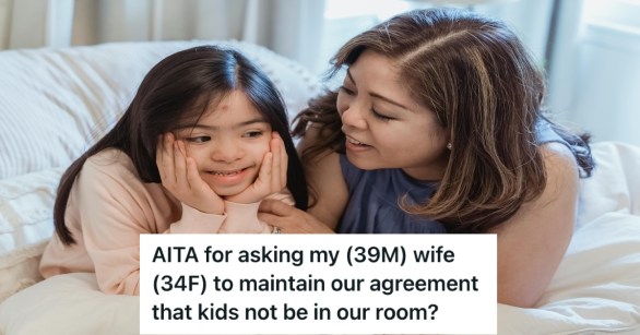 A Woman and a Young Girl Sitting on the Bed