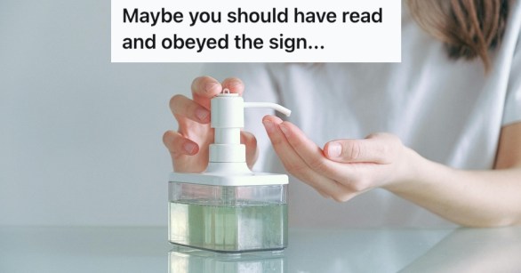 Woman pumping some hand sanitizer on her palm