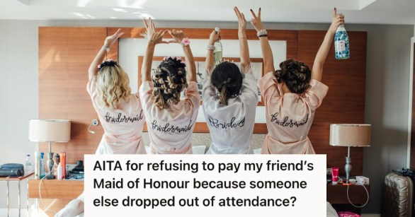 Bride-to-be and bridesmaids having fun and showing off their robes at the bachelorette party