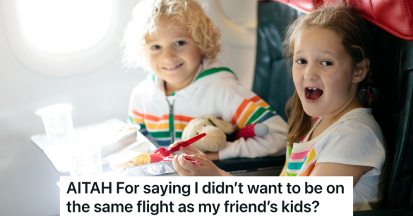 boy and girl sit in airplane seats