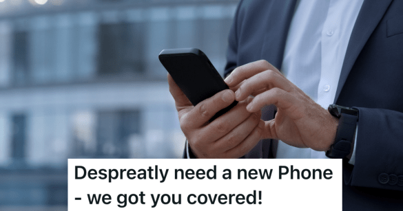 business man holding cell phone