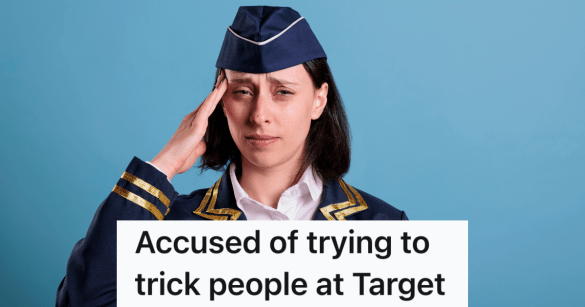 female flight attendant looking stressed out