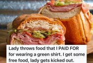 All This Customer Wanted To Do Was Eat A Sandwich For Lunch, But Another Customer Yelled At Him And Threw His Sandwich On The Floor