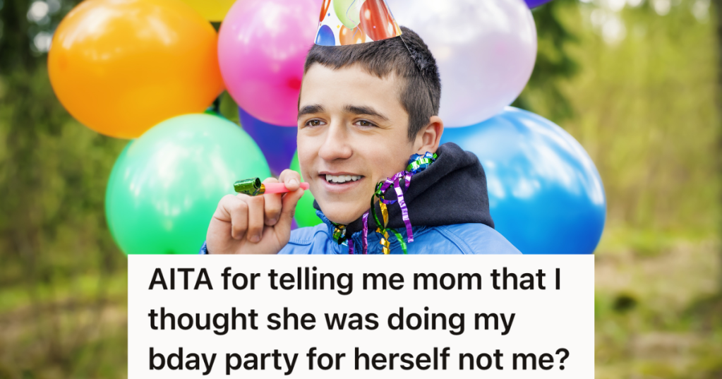 boy at birthday party balloons