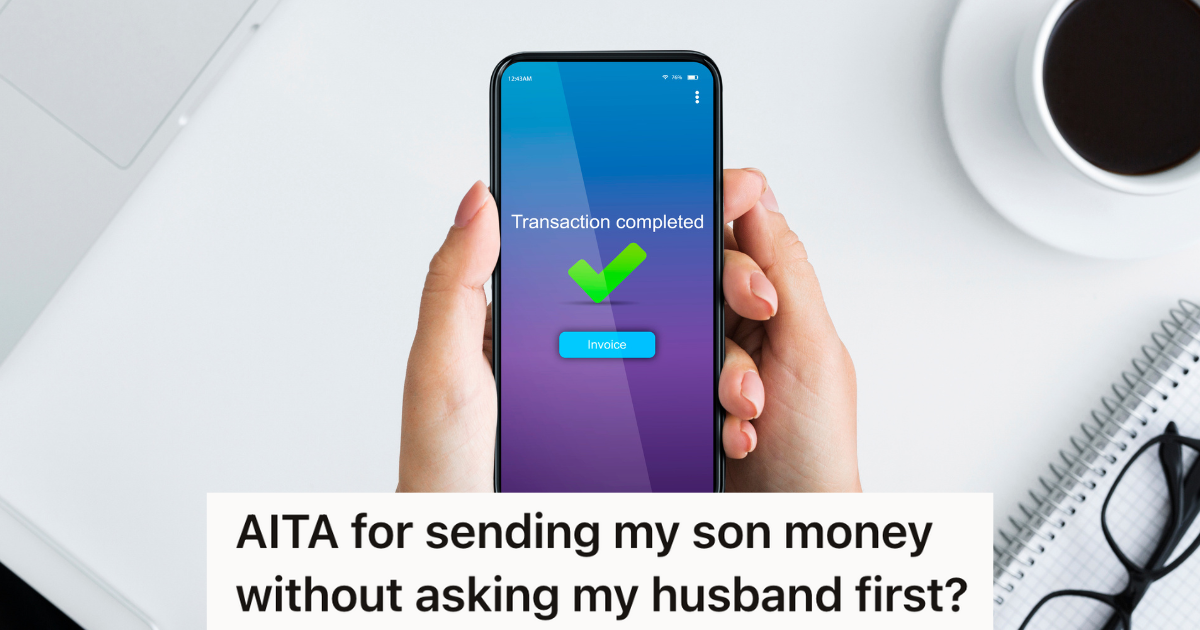 person holding phone showing transaction complete