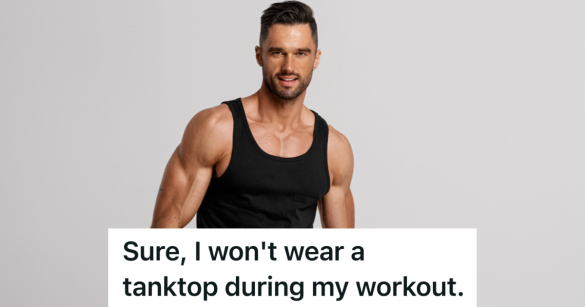 muscled man in black tank top