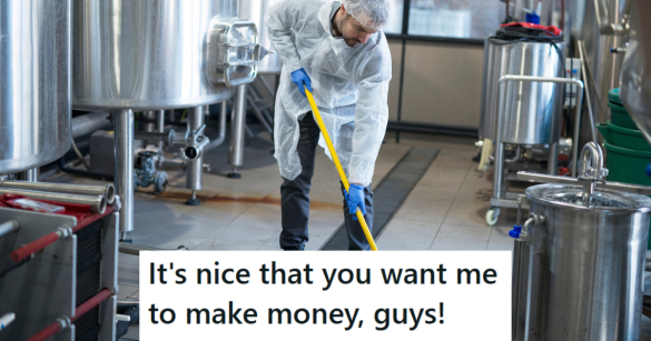 man in cleaning gear mopping business floor