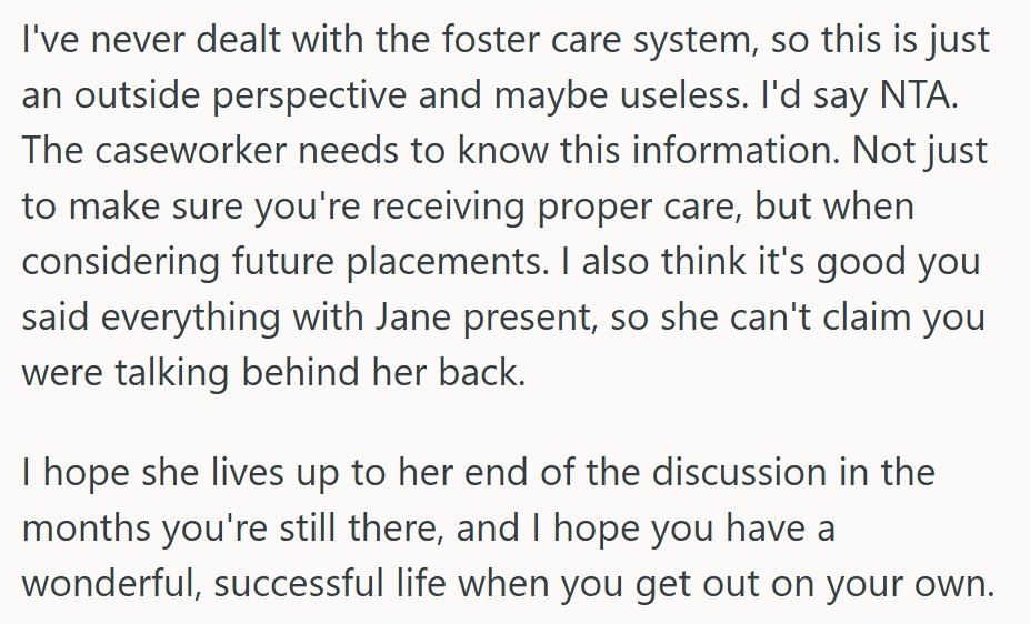 comment 1 4 Foster Child Was Feeling Neglected By Her Foster Parent, So She Brought Up Her Concerns To Her Social Worker