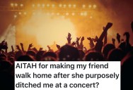 Two Friends Went To See Their Favorite Band Together, But When One Of Them Abandoned The Other, She Also Stranded Herself