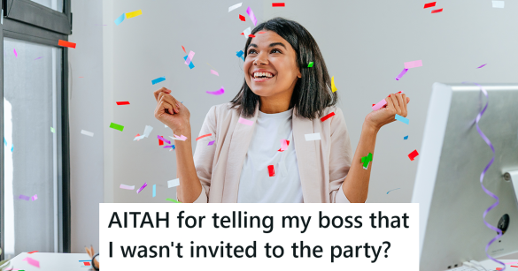 woman celebrating with confetti at her desk
