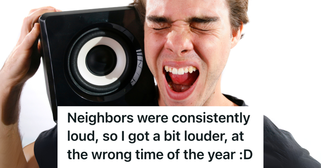 man screaming to boom box