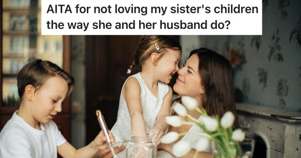 mom kissing daughter and hanging with son