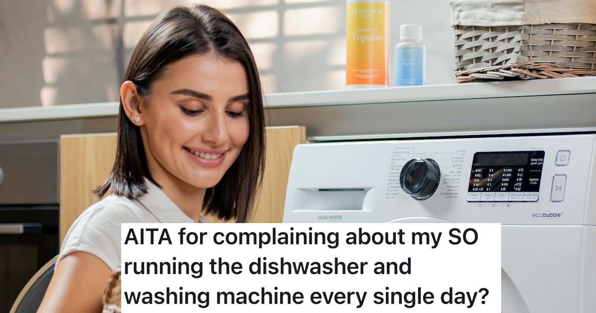 smiling woman doing laundry