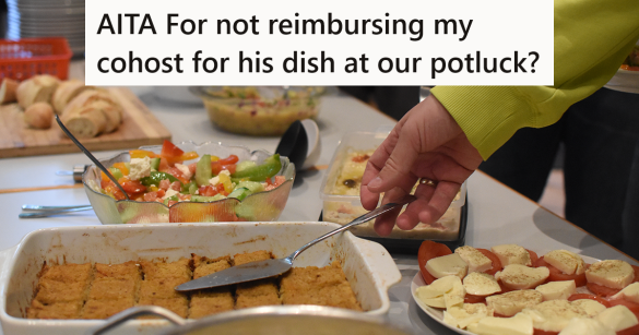 A spread of food at a potluck table