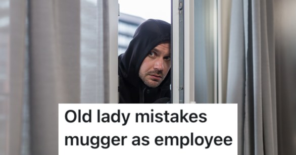 mugger coming through a door