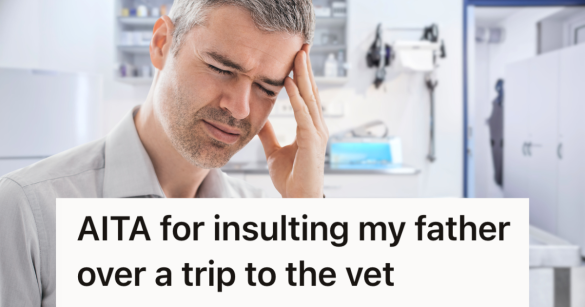 stressed man at the vet's office