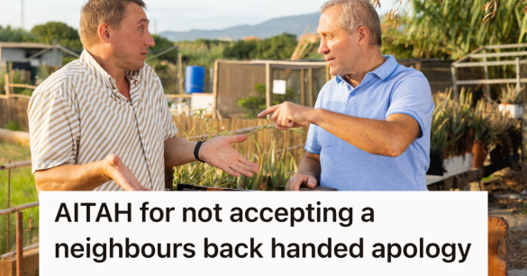 two neighbors arguing over a fence