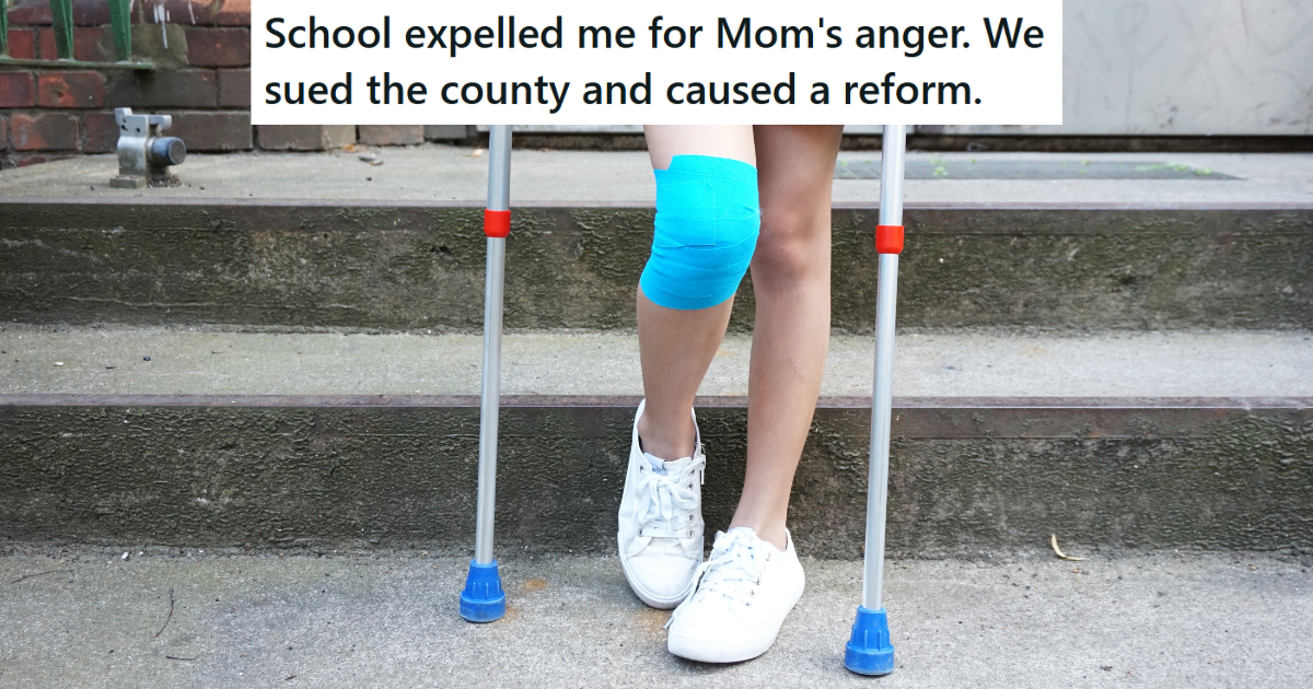 girl with blue bandage on her knee using crutches