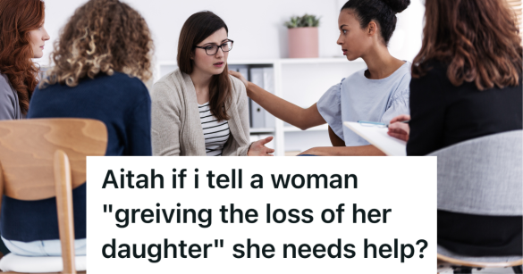 woman being comforted in a support group