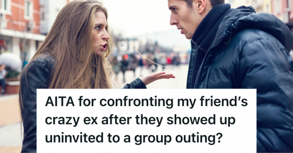 woman confronting a man in public