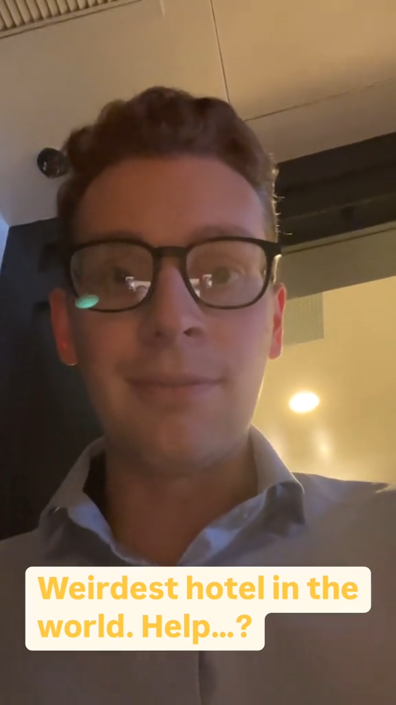 Nathan Weaver in his "weird" hotel room