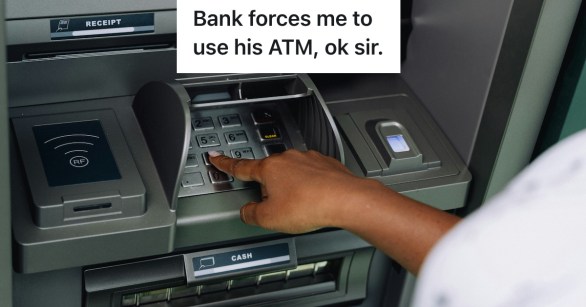 person using ATM