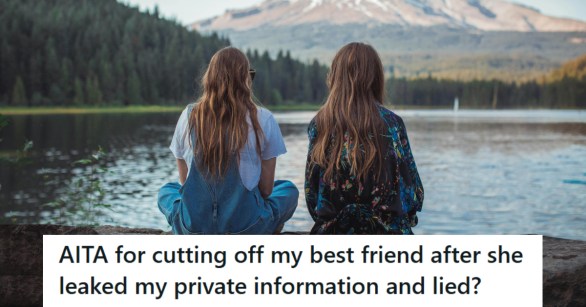 Two best friends sitting in front of a lake