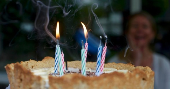 Part Blown Candles on a Birthday Cake