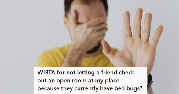 Man holding up his hand and refusing to help