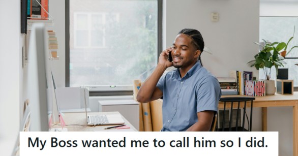 Man on phone to his boss first thing in the morning