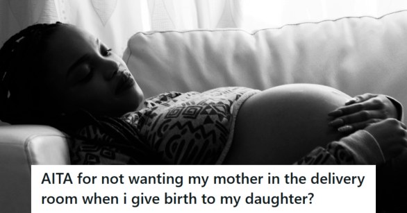 Pregnant woman deep in thought laying on the couch