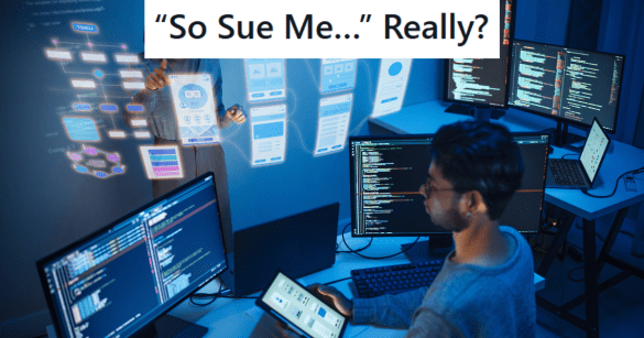 Software developer working on code