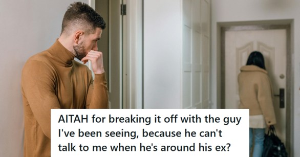 Man watching his woman walk out the door