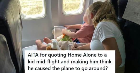 Mother and her young child on an airplane