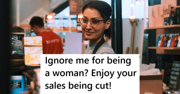 Female store clerk smiling