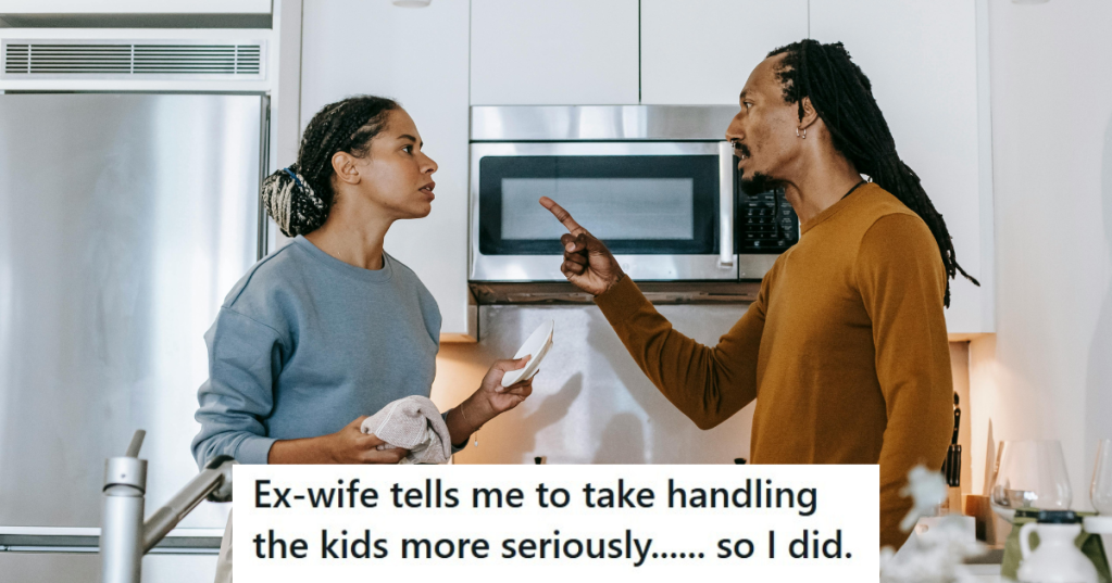 Man and woman arguing in a kitchen