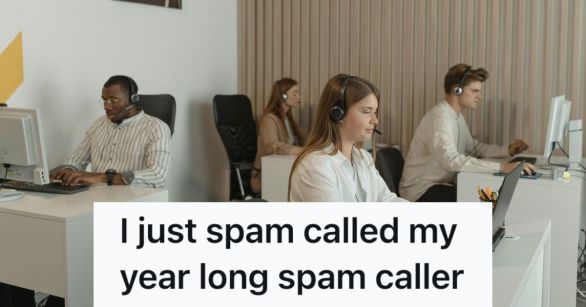 Three people working at a call center