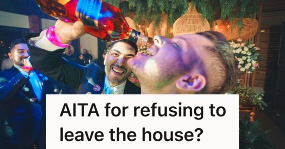 Man pouring liquor down his friend's mouth