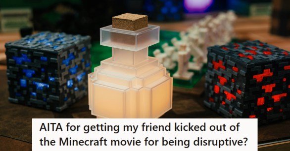 Minecraft props such as a potion bottle and block