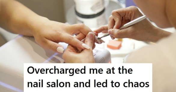 Woman doing nails in nail salon