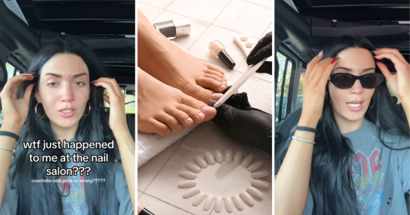 Dark haired woman plus pedicure