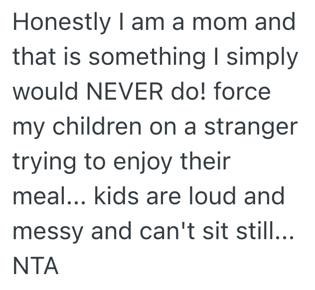 Screenshot 2025 04 01 at 1.43.05 PM Mom With Kids Asked A Restaurant Customer If They Could Sit At The Table With Her Since There Werent Any Empty Ones, But She Said No. Now People Are Saying She Was An Intolerant Jerk.