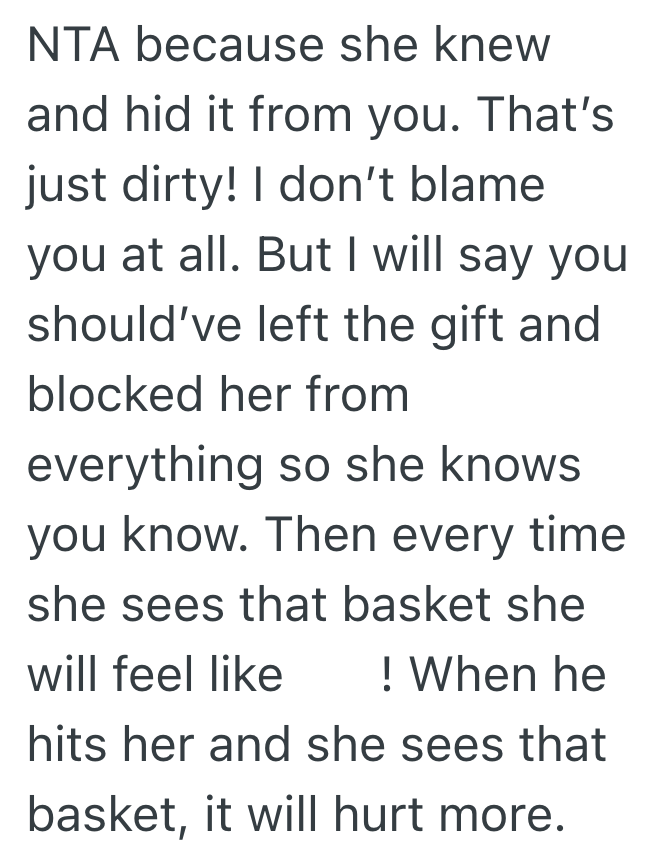 Screenshot 2025 04 01 at 4.35.07 PM Woman Makes A Thoughtful Gift Basket For Her Pregnant Friend, But When She Finds Out Who The Babys Dad Is, She Decides To Take It Back