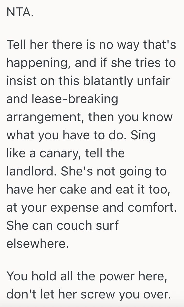 Screenshot 2025 04 01 at 9.37.47 PM Woman Is Subletting Her Room While Shes Out Of Town During The Week, But Wants To Sleep On The Couch On The Weekends
