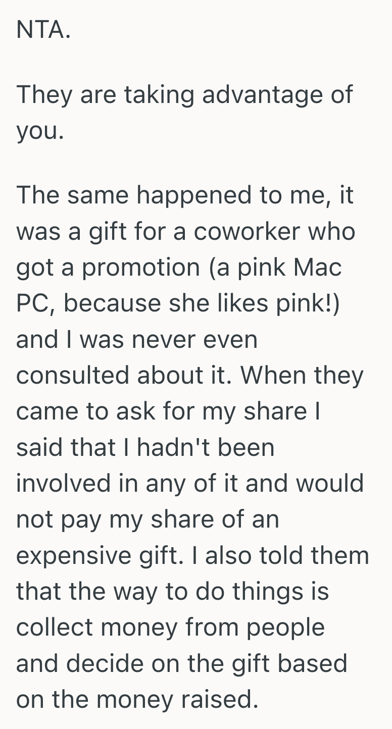 Screenshot 2025 04 03 at 12.26.09 PM Friend Group Bought A Joint Gift Without Consulting Her, But She Was Expected To Chip In Her Hard Earned Money Anyway